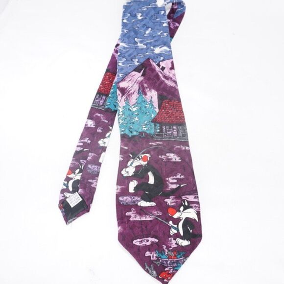 Warner Bros. Vintage Looney Toones Sylvester Silk Tie - Picture 3 of 6